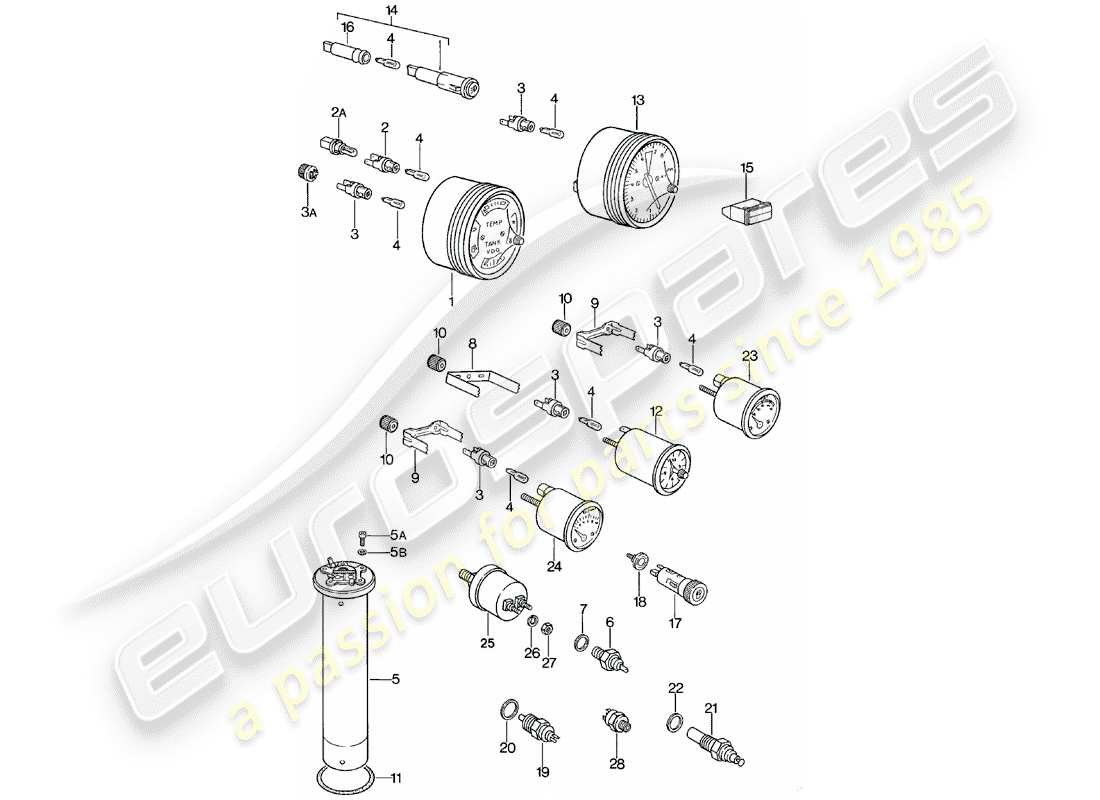 porsche 1985 (924) instruments diagrama de piezas