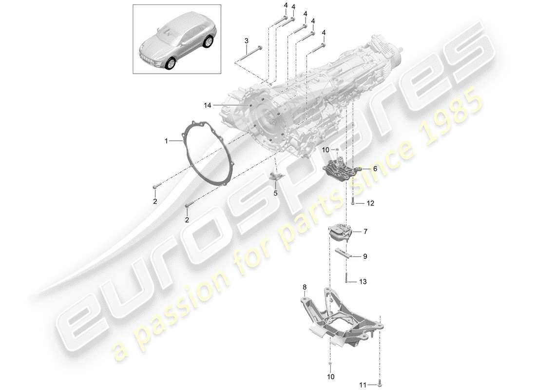 porsche 2016 (macan) piezas de montaje para motor y diagrama de piezas