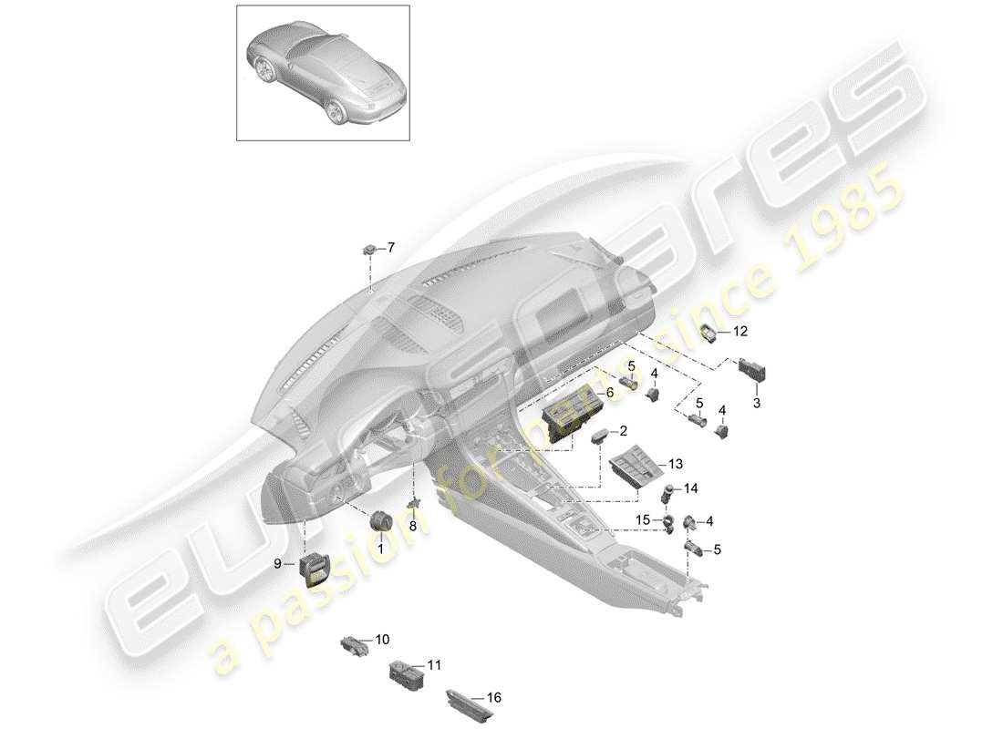 porsche 2013 (991-1) switch diagrama de piezas