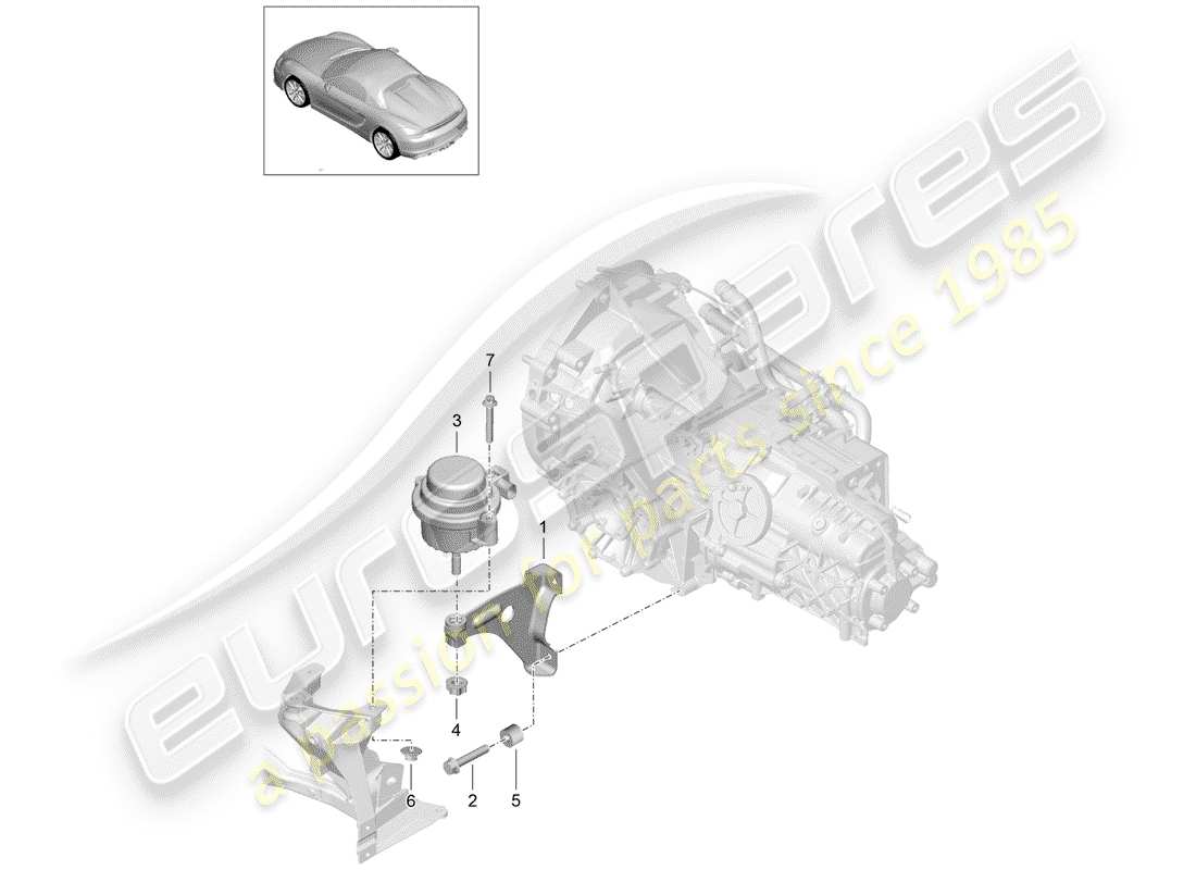 porsche 2016 (981 boxster spyder) diagrama de piezas de suspensión de transmisión