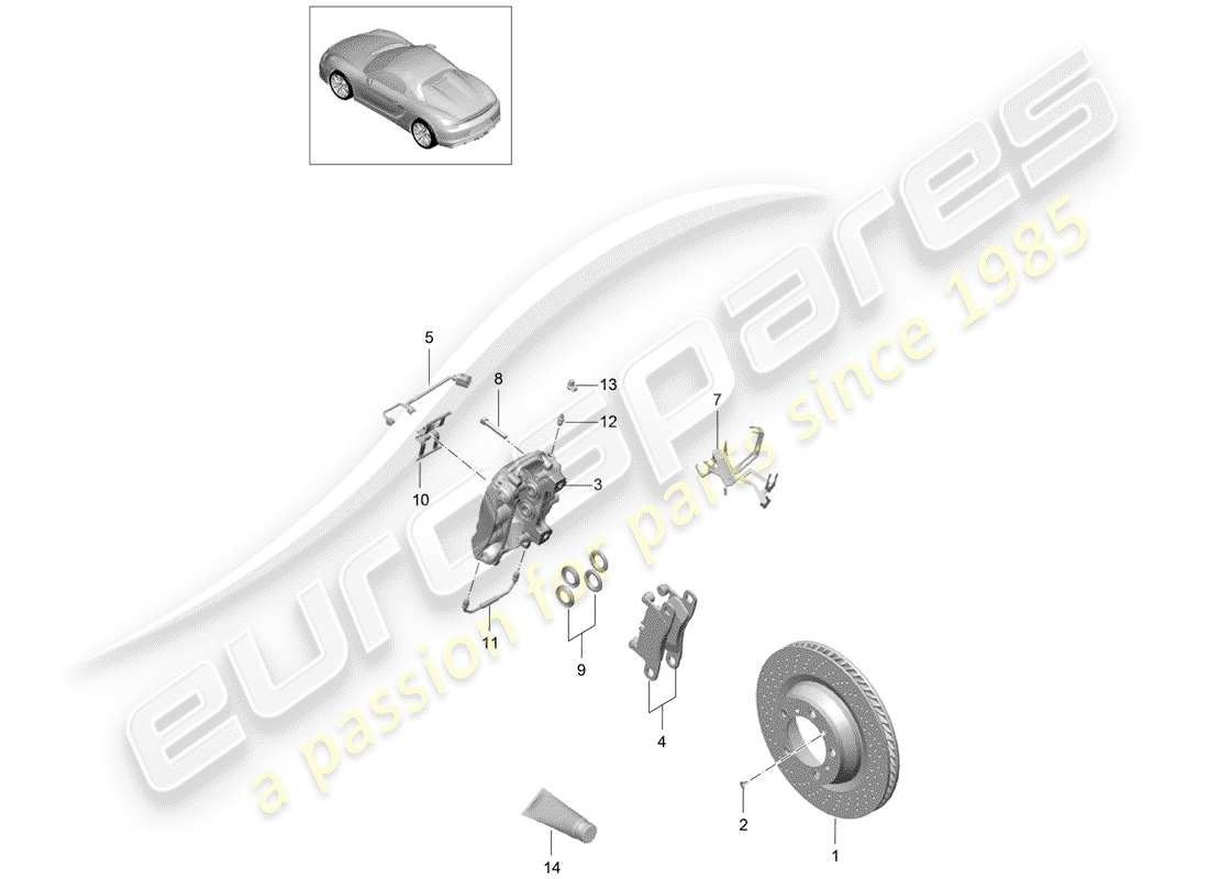 porsche 2016 (981 boxster spyder) frenos de disco diagrama de piezas