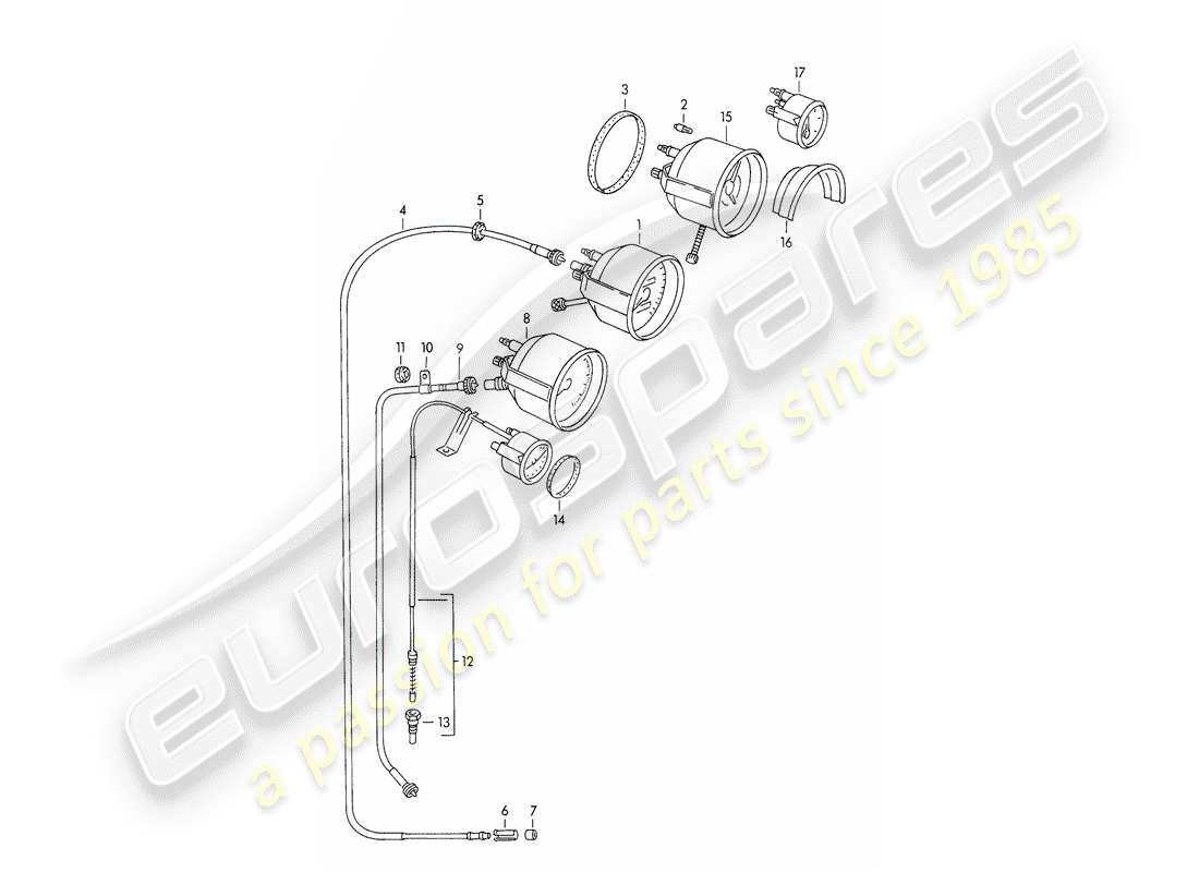 porsche 1950 (356/356a) instruments diagrama de piezas