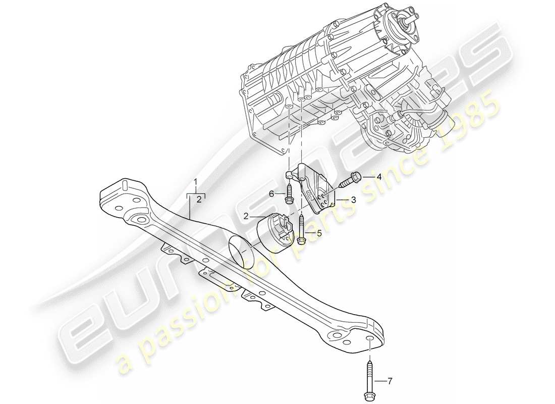 porsche 2010 (cayenne e1 9pa) diagrama de piezas de la caja de transferencia