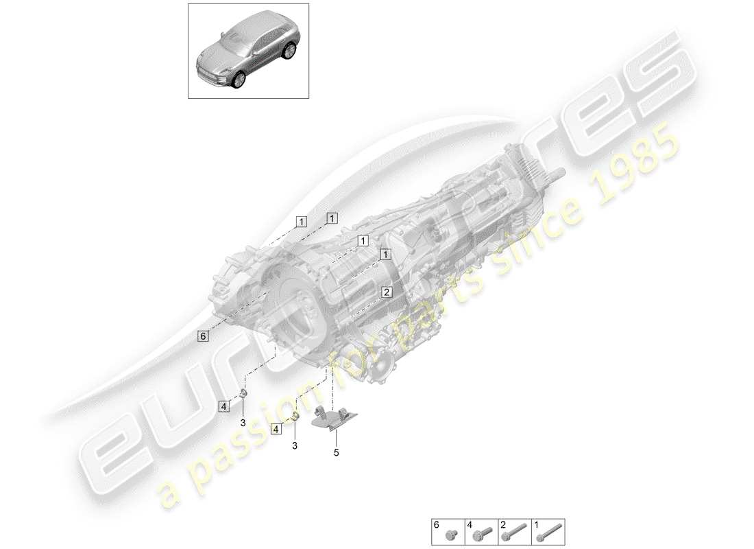 porsche 2019 (macan) piezas de montaje para motor y diagrama de piezas