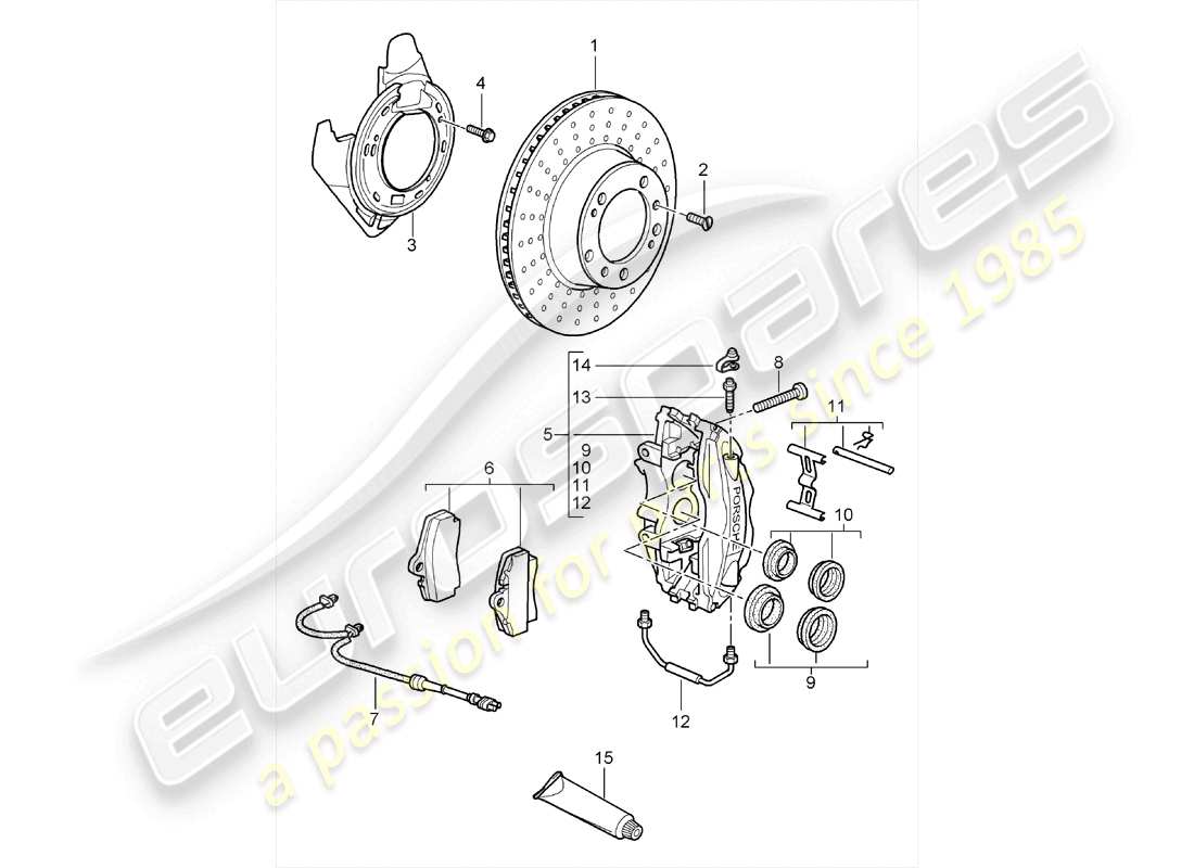 porsche 2011 (987 cayman) frenos de disco diagrama de piezas