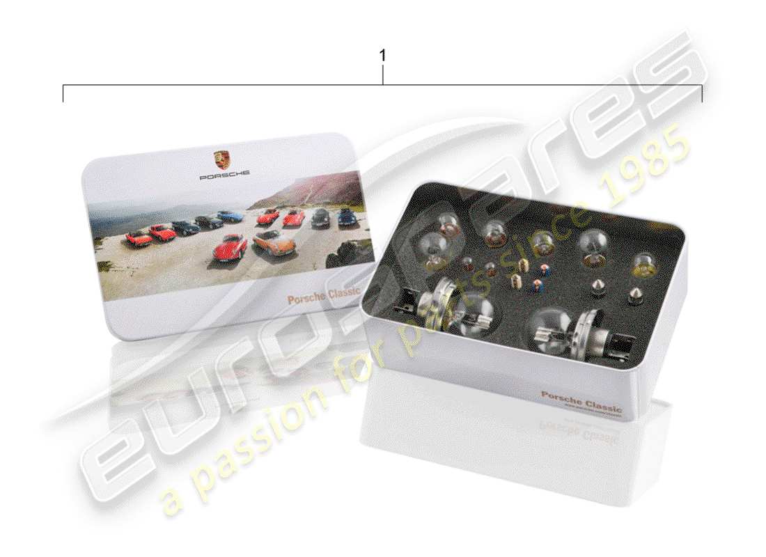 porsche classic accessories (2000) caja con bombillas - porsche classic - con: - bombilla - y - fusible esquema de piezas