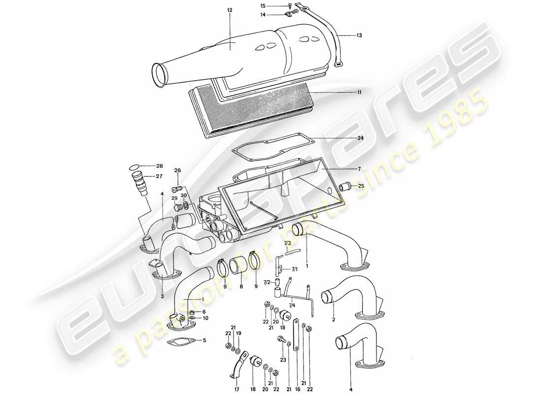 porsche 1977 (911) limpiador de aire - k-jetronic diagrama de piezas