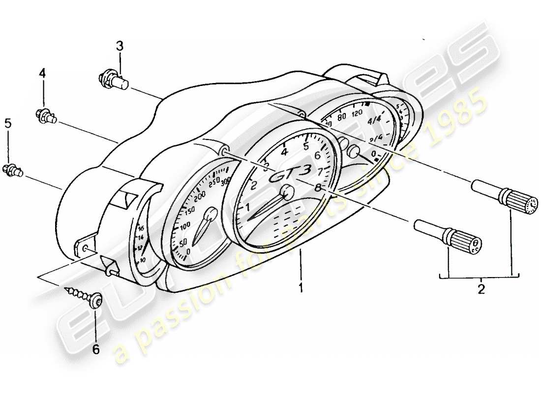 porsche 2005 (996 gt3) instrumentos - completos diagrama de piezas