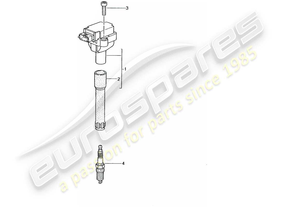 porsche 2002 (996 gt3) sistema de encendido diagrama de piezas