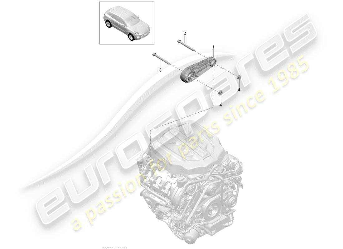porsche 2016 (macan) dispositivo de elevación del motor diagrama de piezas