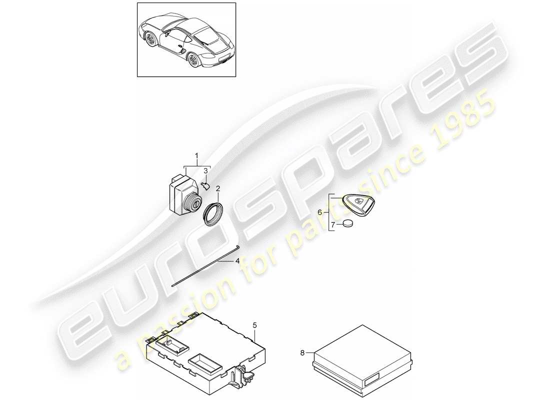 porsche 2012 (987 cayman) unidades de control diagrama de piezas
