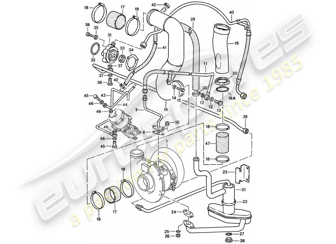 porsche 1987 (911) turbocargación diagrama de piezas