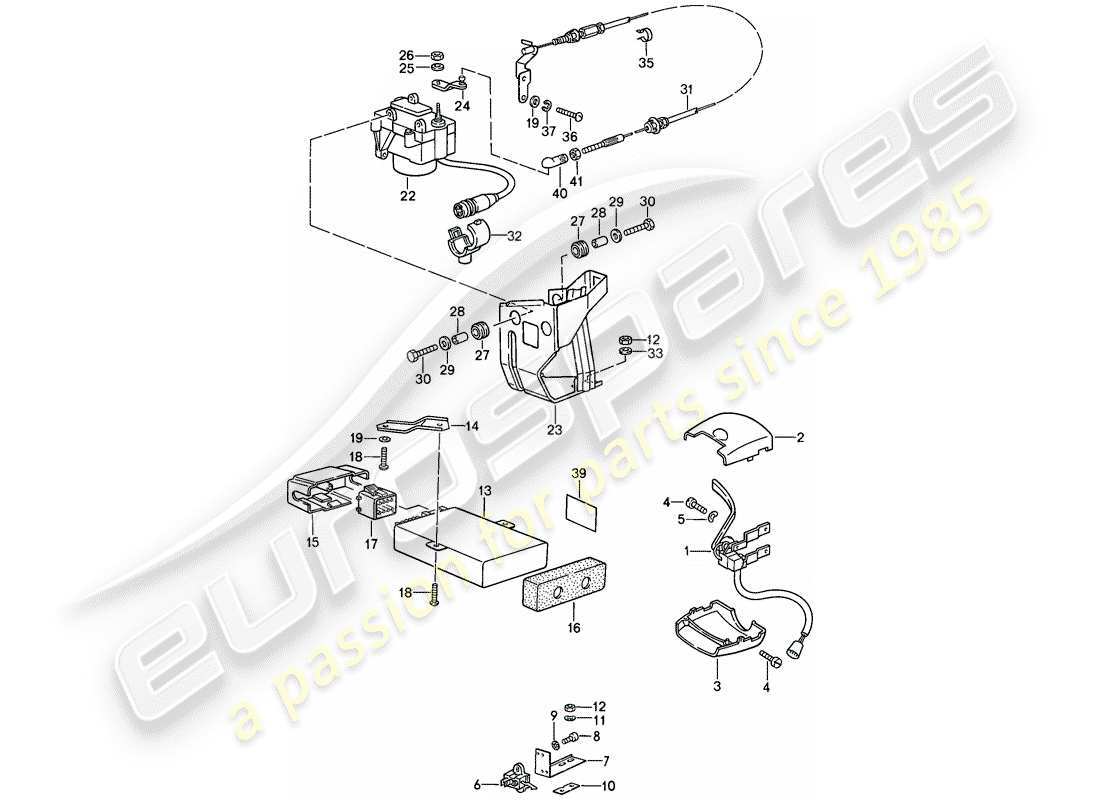 porsche 1987 (911) sistema de control de crucero - d - mj 1988>> diagrama de piezas