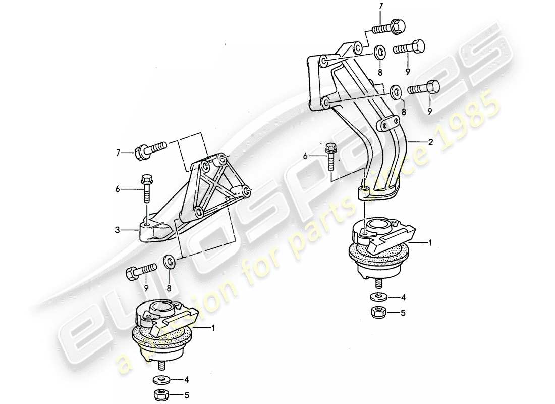 porsche 968 (1995) diagrama de piezas de suspensión del motor