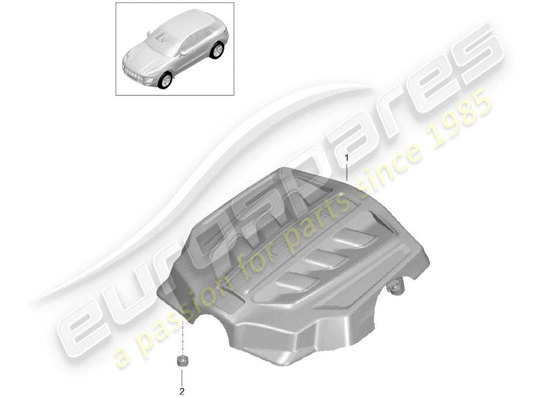 porsche 2015 (macan) diagrama de piezas de la cubierta del motor