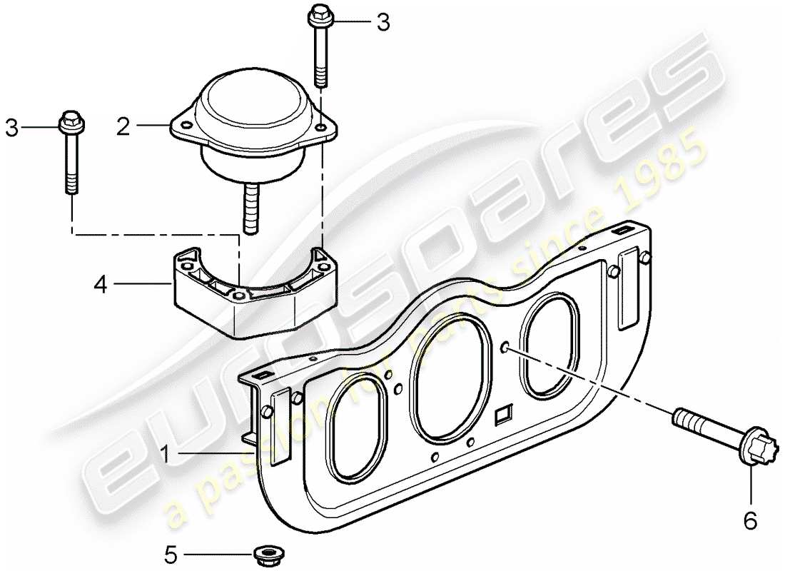 porsche 997 t/gt2 (2008) diagrama de piezas de suspensión del motor