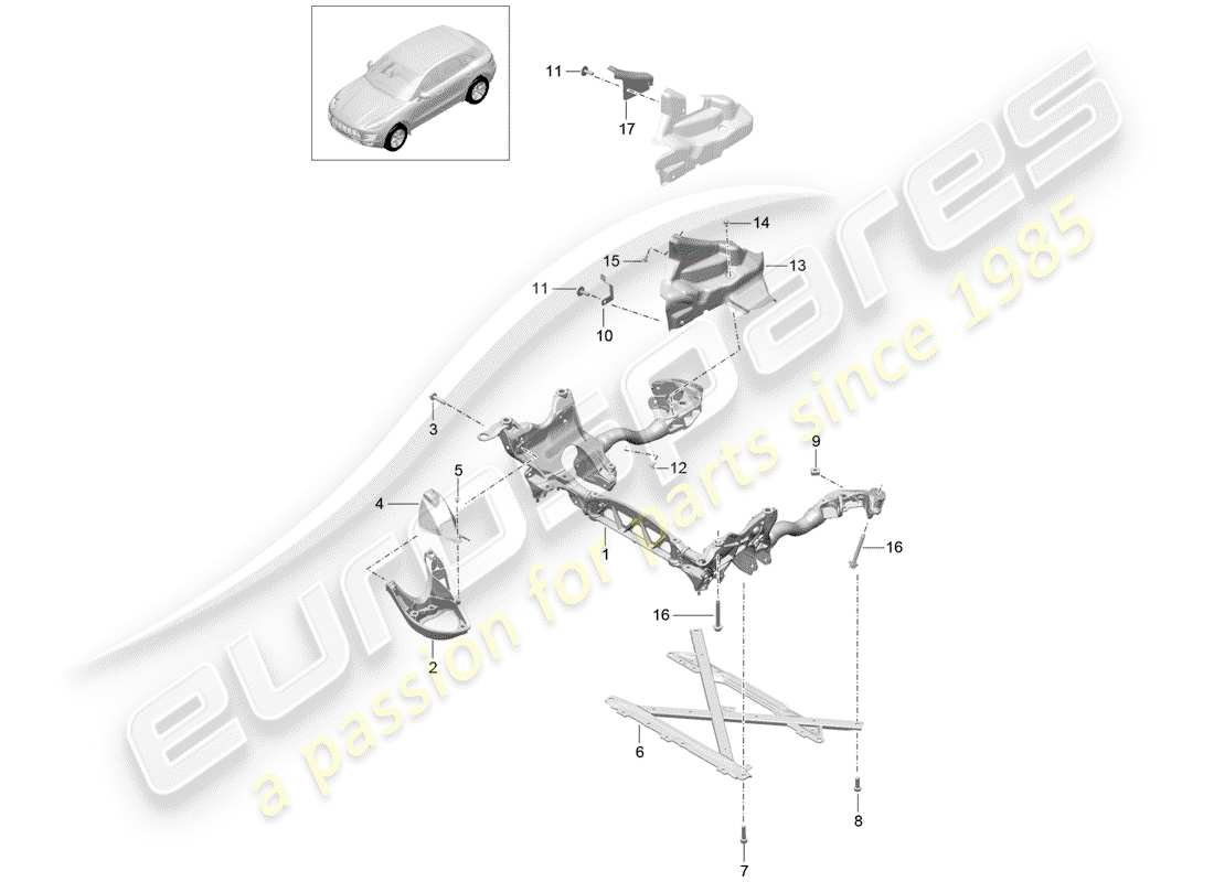 porsche 2016 (macan) submarco diagrama de piezas