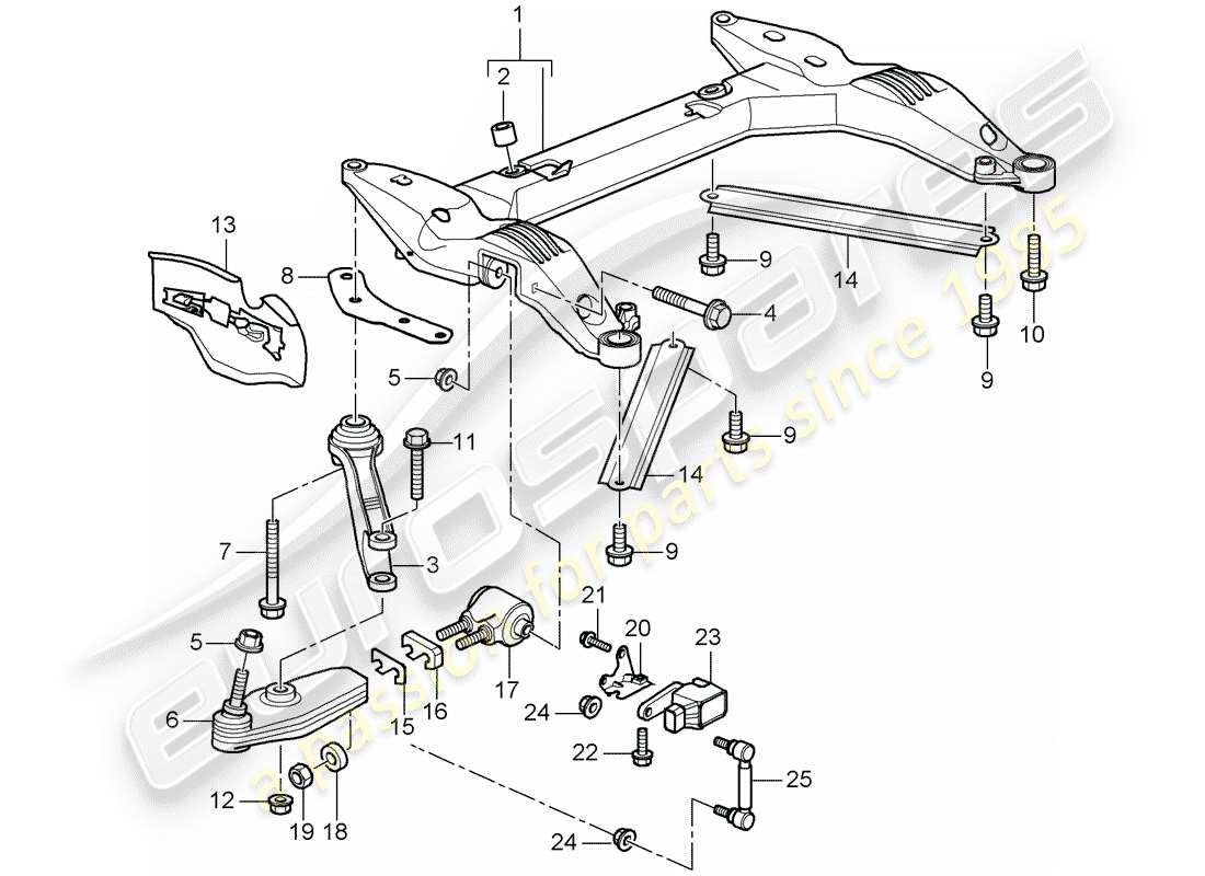porsche 2002 (996 gt3) travesaño - brazo estabilizador de vía diagrama de piezas