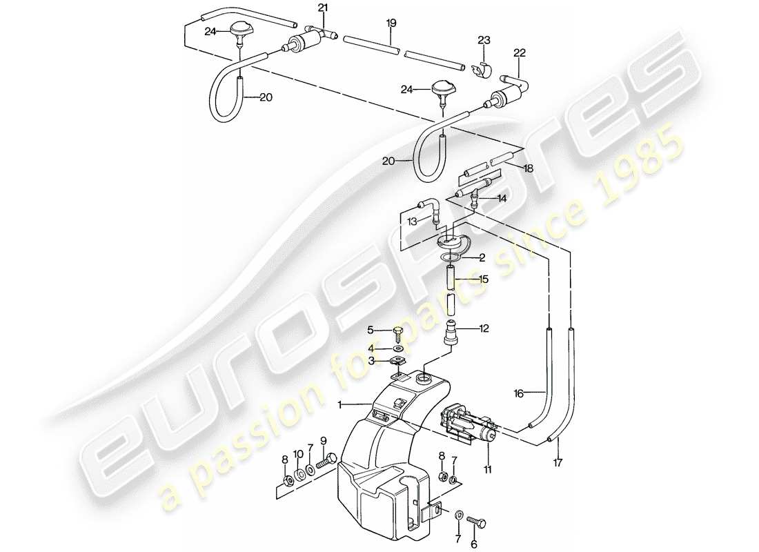 porsche 1984 (944) windshield washer unit diagrama de piezas