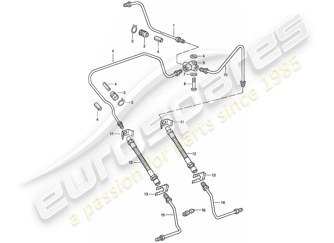 porsche 1987 (911) diagrama de piezas de la línea de freno