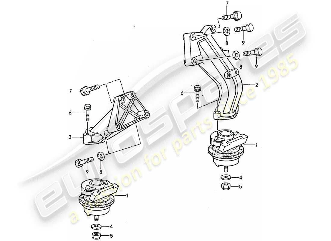 porsche 1993 (968) diagrama de piezas de suspensión del motor
