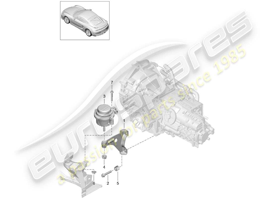 porsche 2016 (981 cayman gt4) suspensión de la transmisión diagrama de piezas
