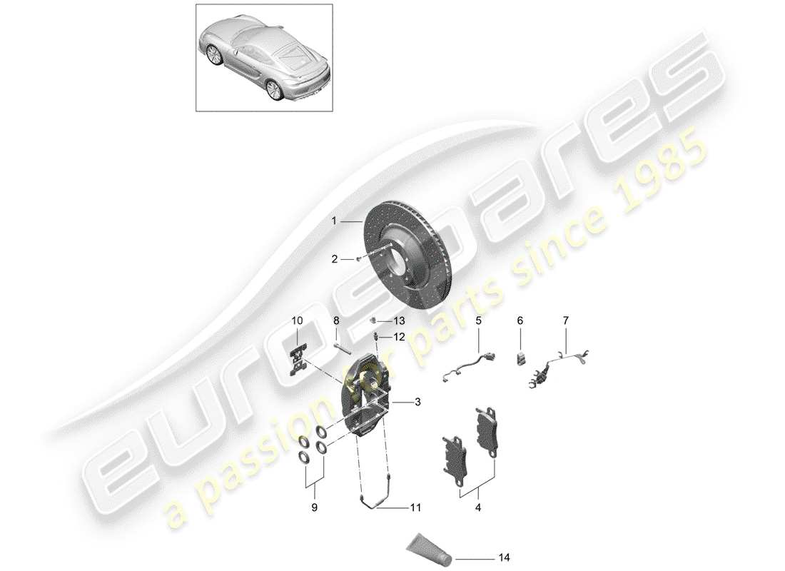 porsche 2016 (981 cayman gt4) frenos de disco diagrama de piezas