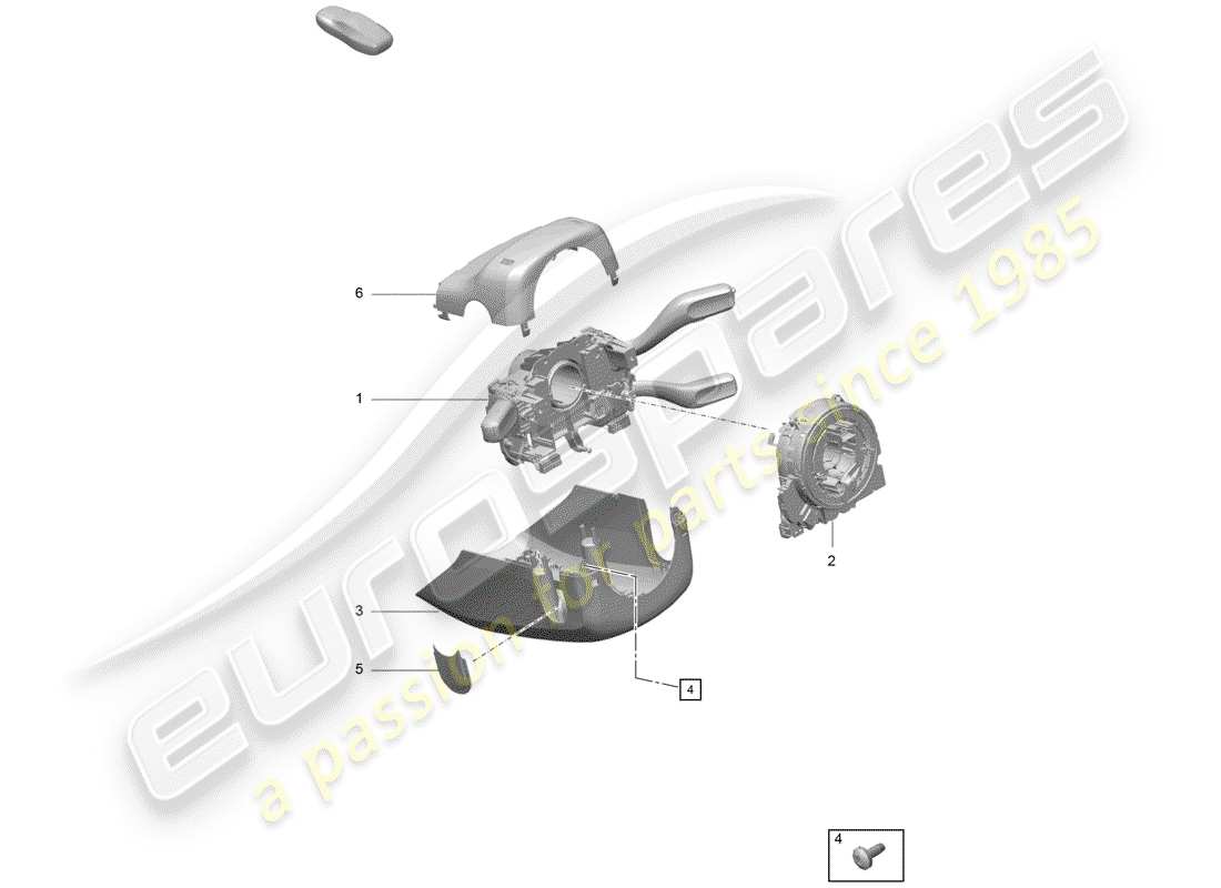 porsche 2019 (718 boxster spyder) interruptor de la columna de dirección diagrama de piezas