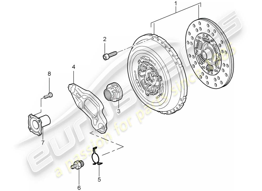porsche 2010 (cayenne e1 9pa) diagrama de piezas del embrague