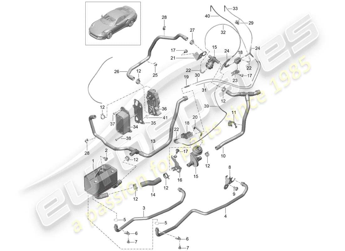 porsche 2019 (991-2 turbo) - pdk - diagrama de piezas
