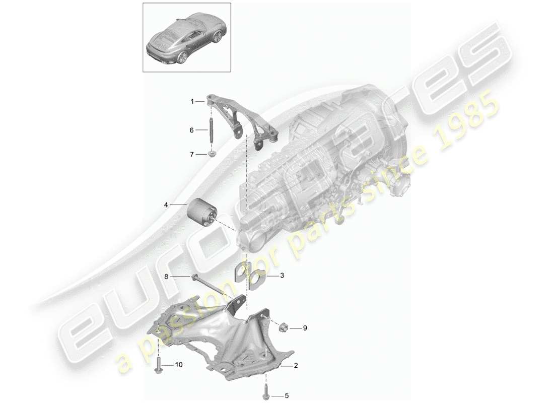 porsche 991 turbo (2019) diagrama de piezas del submarco