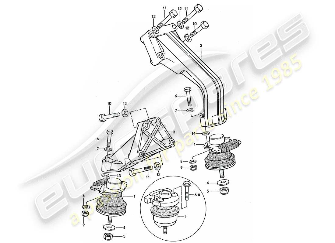 porsche 1990 (944) suspensión del motor diagrama de piezas