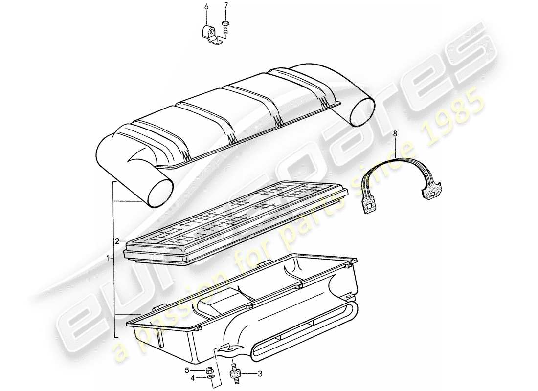 porsche 1988 (959) sistema de admisión 1 diagrama de piezas