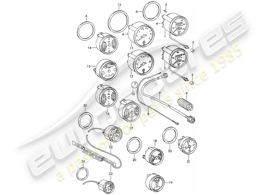 porsche 1966 (911/912) instruments diagrama de piezas