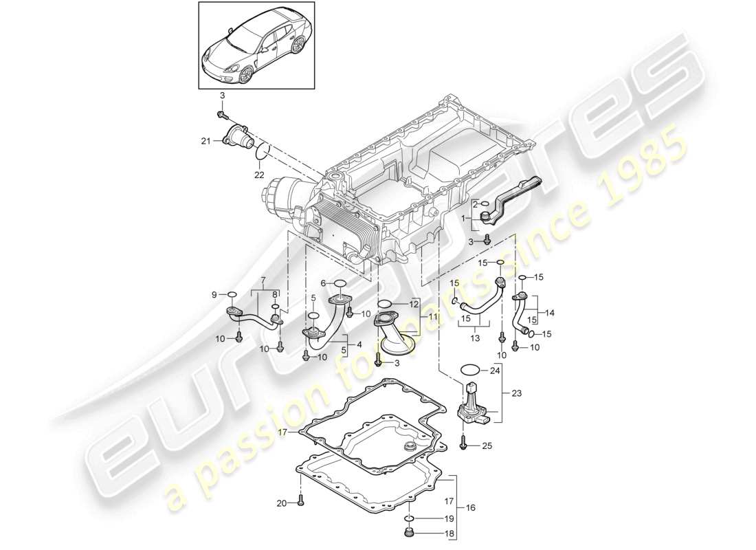 porsche 2010 (cayenne e1 9pa) cárter de aceite del colector de admisión diagrama de piezas