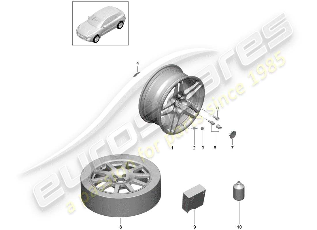 porsche 2016 (macan) ruedas/neumáticos diagrama de piezas