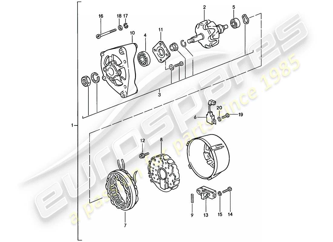 porsche 1976 (924) alternador diagrama de piezas