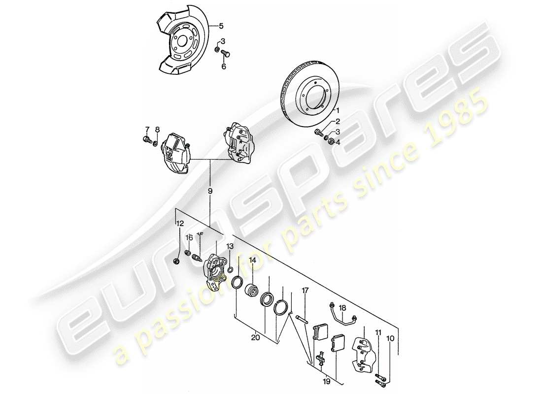 porsche 1977 (911) frenos de disco - vorne diagrama de piezas