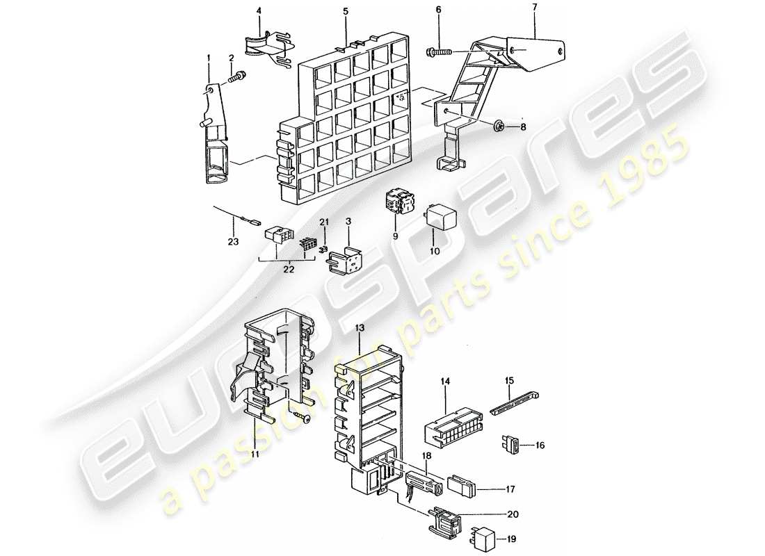 porsche 2002 (996 gt3) caja de fusibles/placa de relés - tablero diagrama de piezas