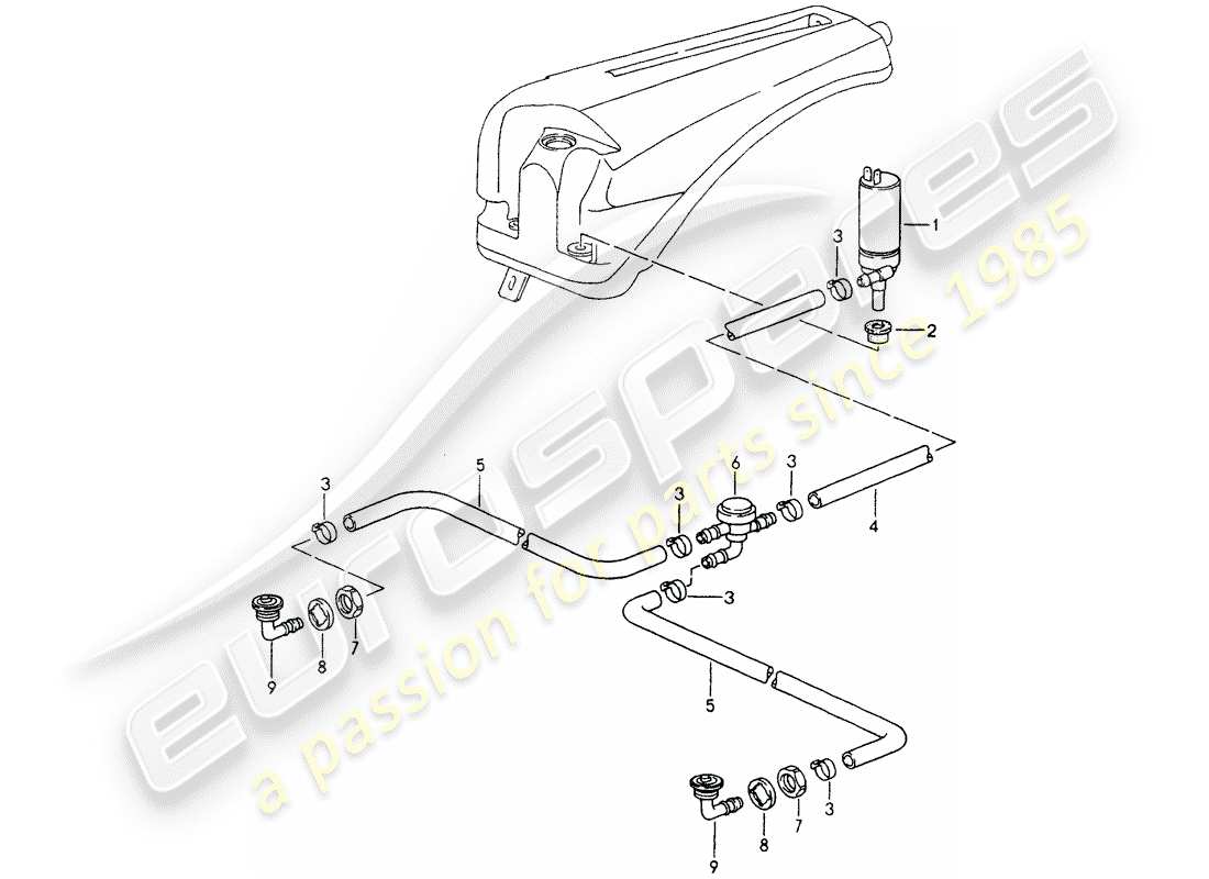porsche 1989 (964) sistema arandela diagrama de piezas