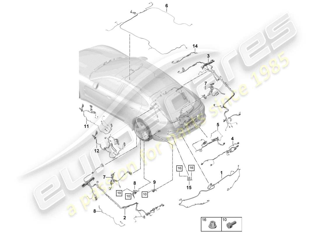 porsche 2020 (panamera 971-1) cableando arneses diagrama de piezas