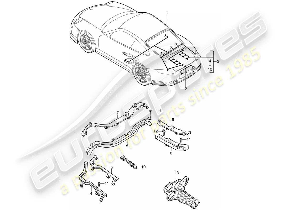 porsche 911 t/gt2rs (2013) arneses de cableado diagrama de piezas