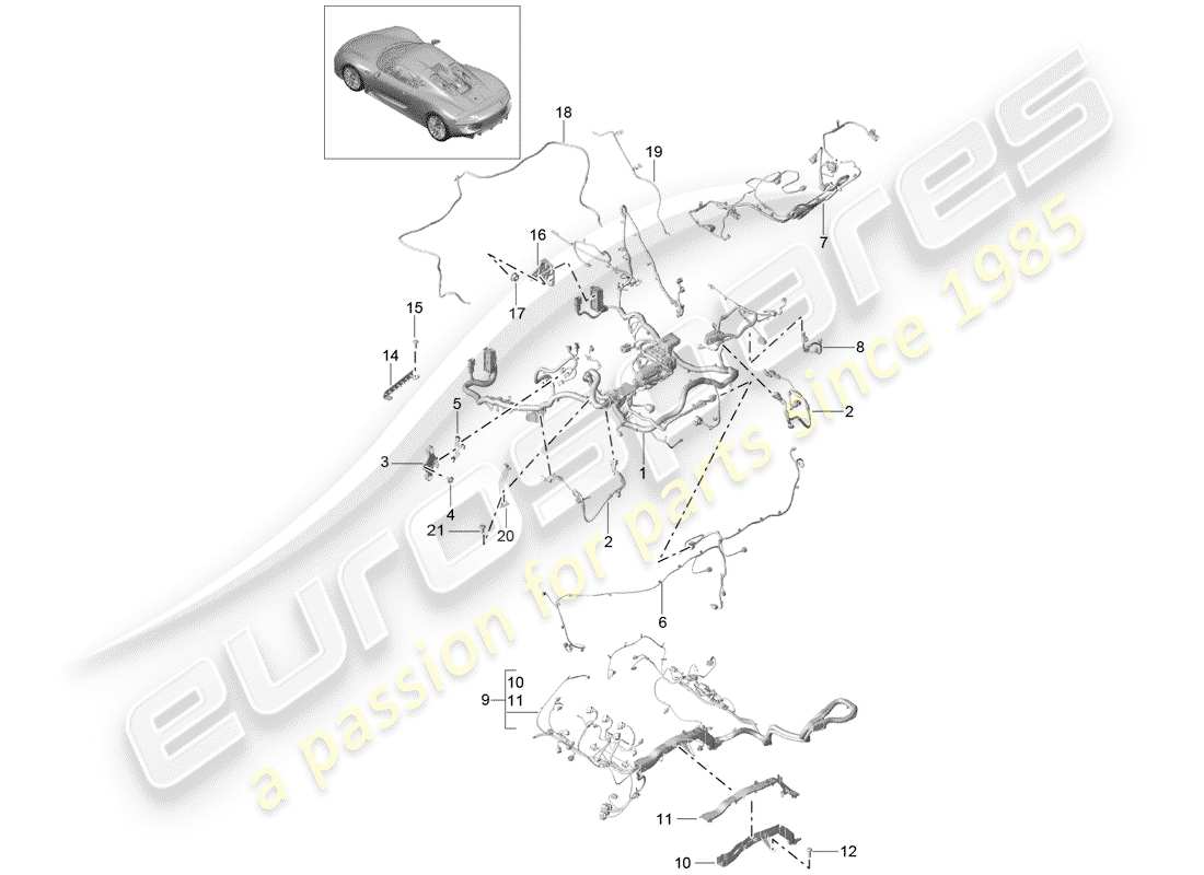 porsche 2015 (918 spyder) cableando arneses diagrama de piezas