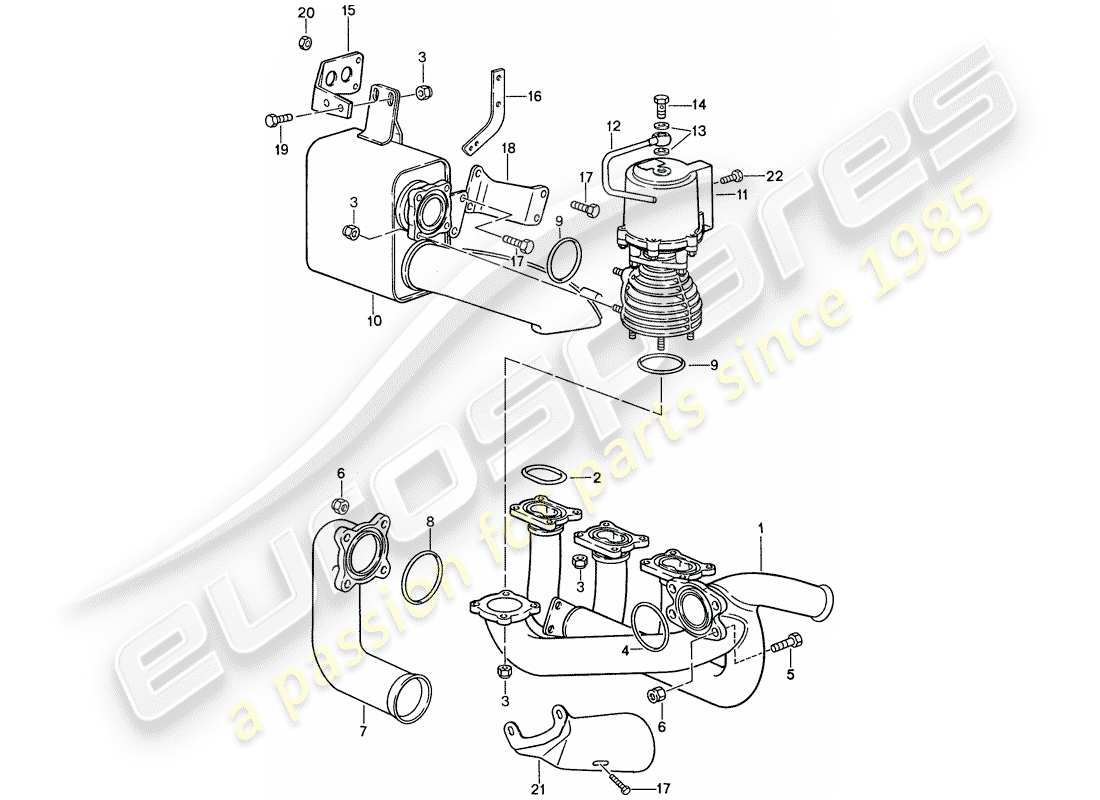 porsche 1988 (959) sistema de escape diagrama de piezas