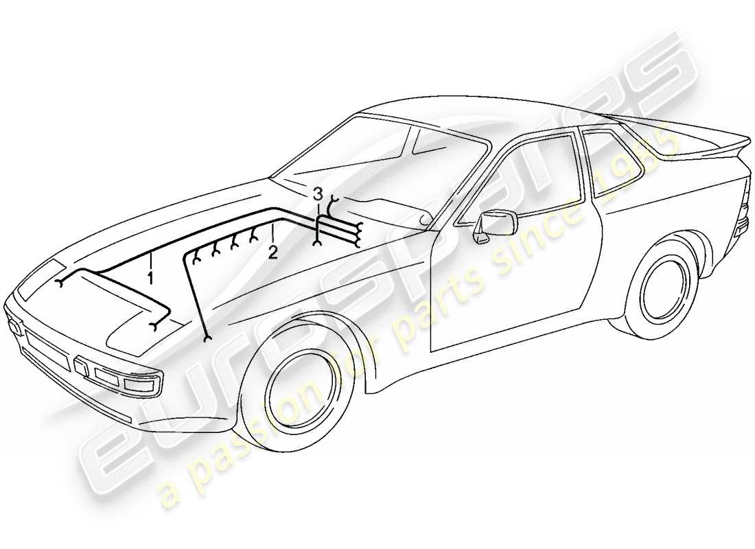 porsche 1986 (944) arneses de cableado - motor - calentador - aire acondicionado diagrama de piezas