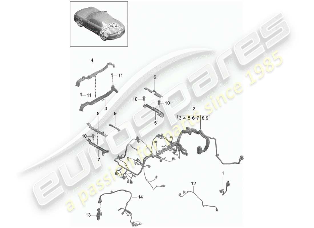 porsche 2016 (981 boxster) cableando arneses diagrama de piezas
