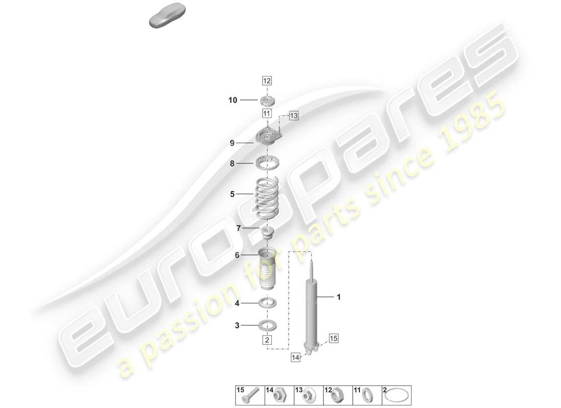 porsche 2020 (992-1) puntal de suspensión completo diagrama de piezas