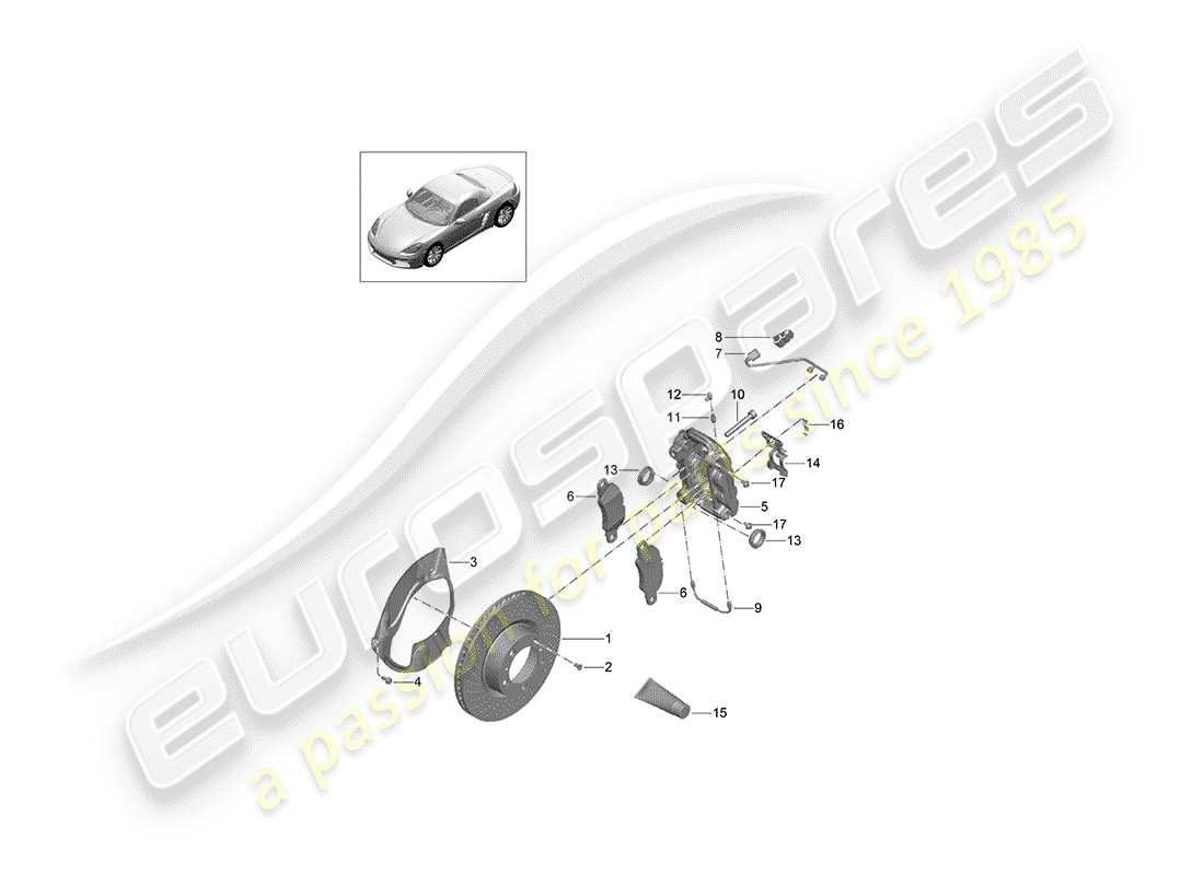 porsche 2017 (718 boxster) frenos de disco diagrama de piezas
