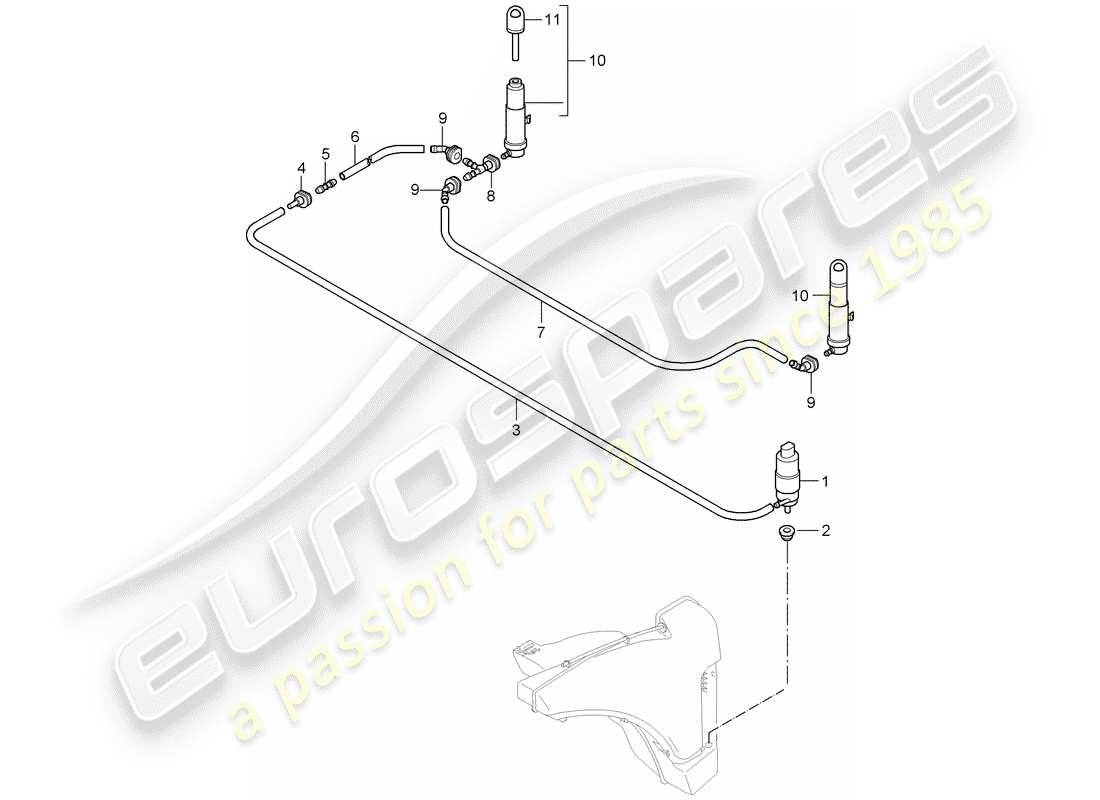 porsche 2008 (997-1 turbo / gt2) sistema arandela diagrama de piezas