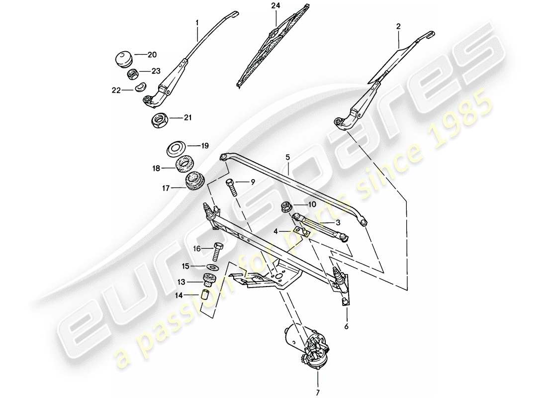 porsche 1986 (944) sistema limpiaparabrisas - ver tpi - gr.9 , nr.8 , 07/94 - ver tpi - gr.9 ,nr.13, 05/97 diagrama de piezas